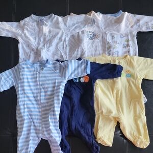 Gerber Baby One Pieces in Blue, Yellow, and White 6pc Bundle